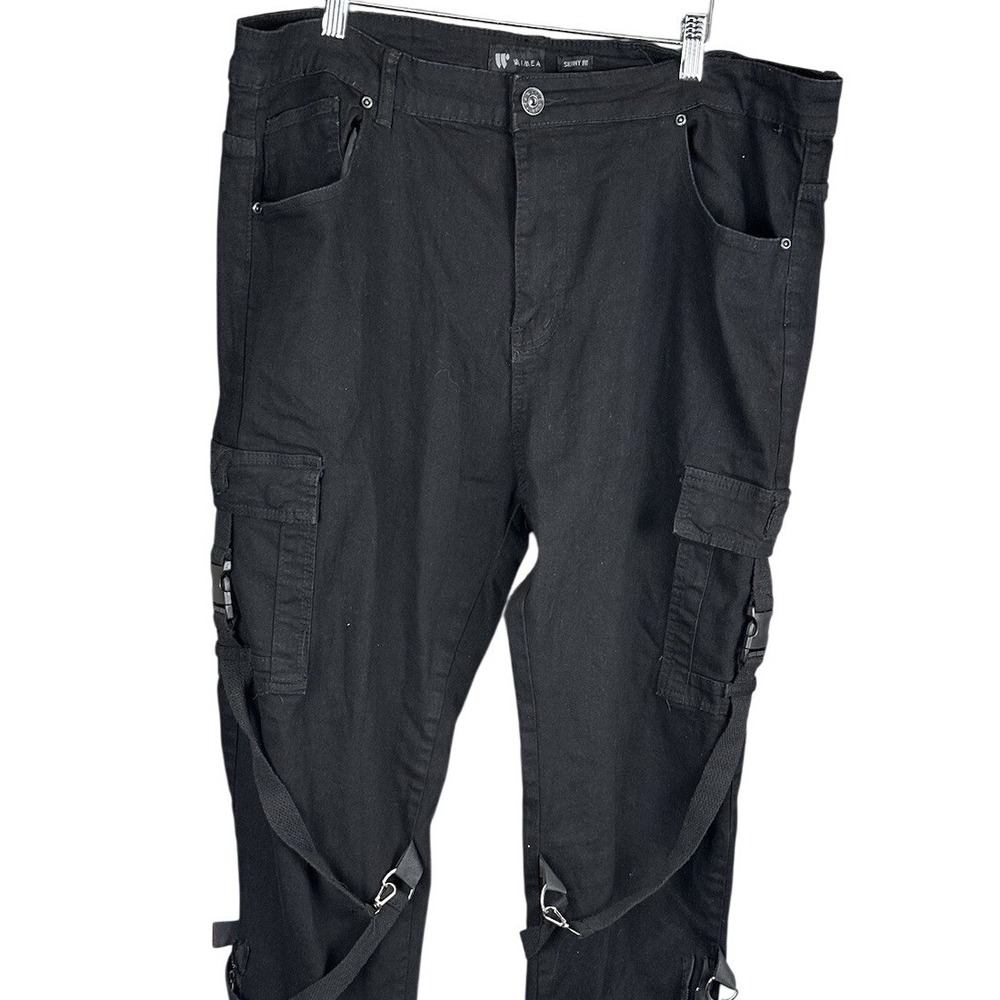 WAIMEA Skinny Fit Black Jeans Mens Size 42x32 - Extra Pockets Straps Buckles
